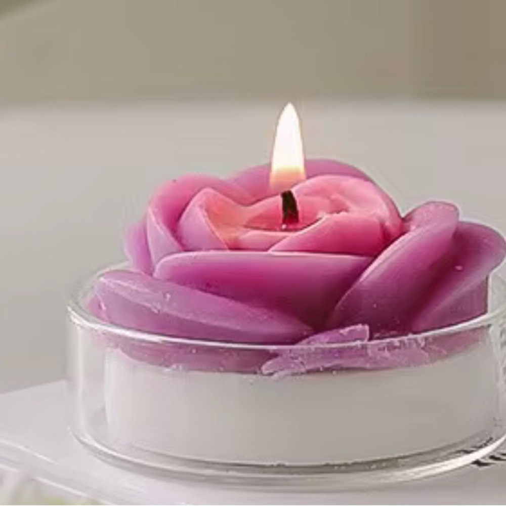Purple Rose Shaped Candle
